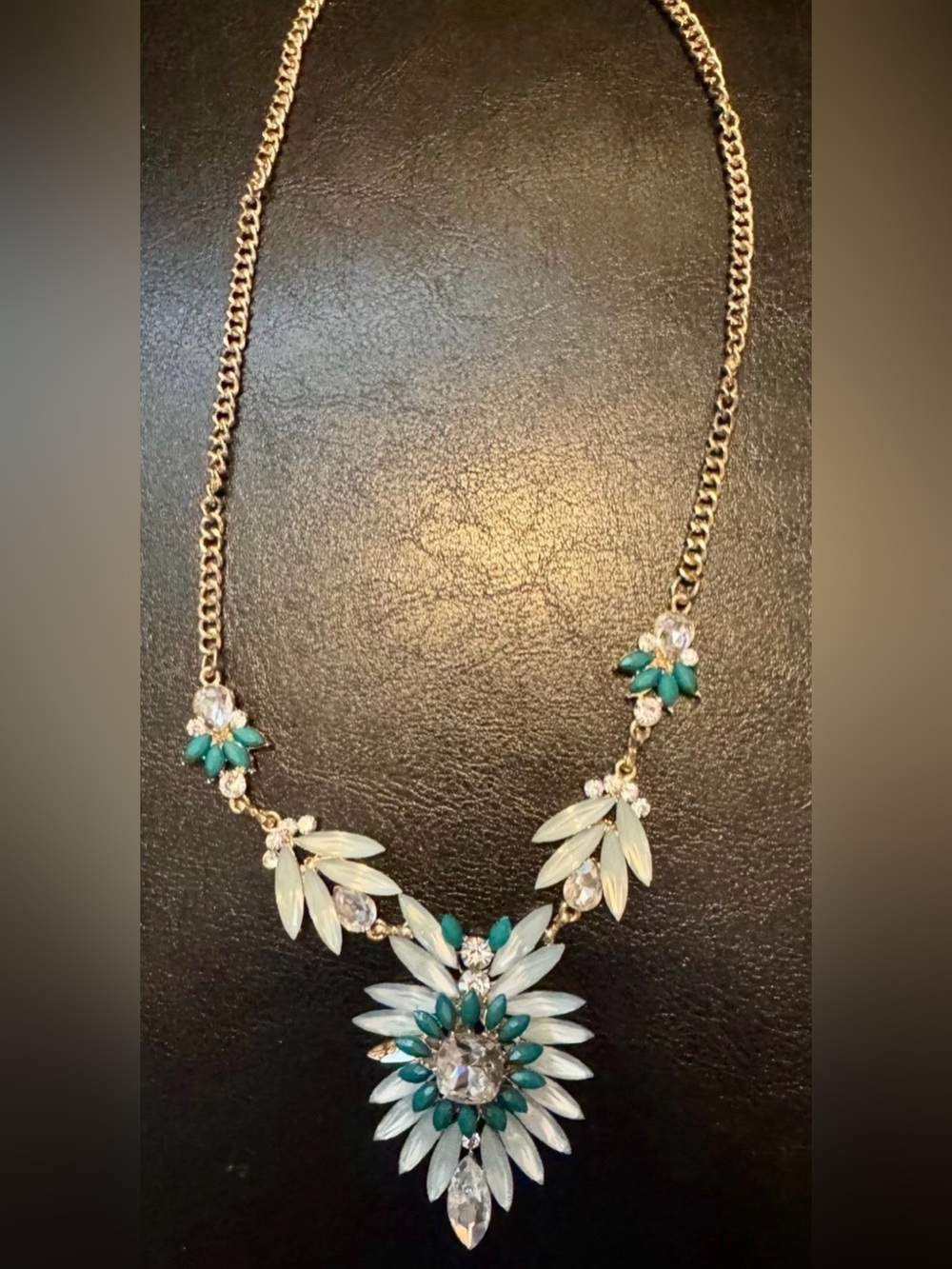 Icy mint & Emerald green costume Necklace